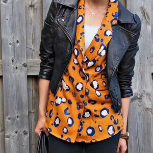 3.1 Phillip Lim for Target Blazer Size Large Cheetah Leopard Orange Blue Print